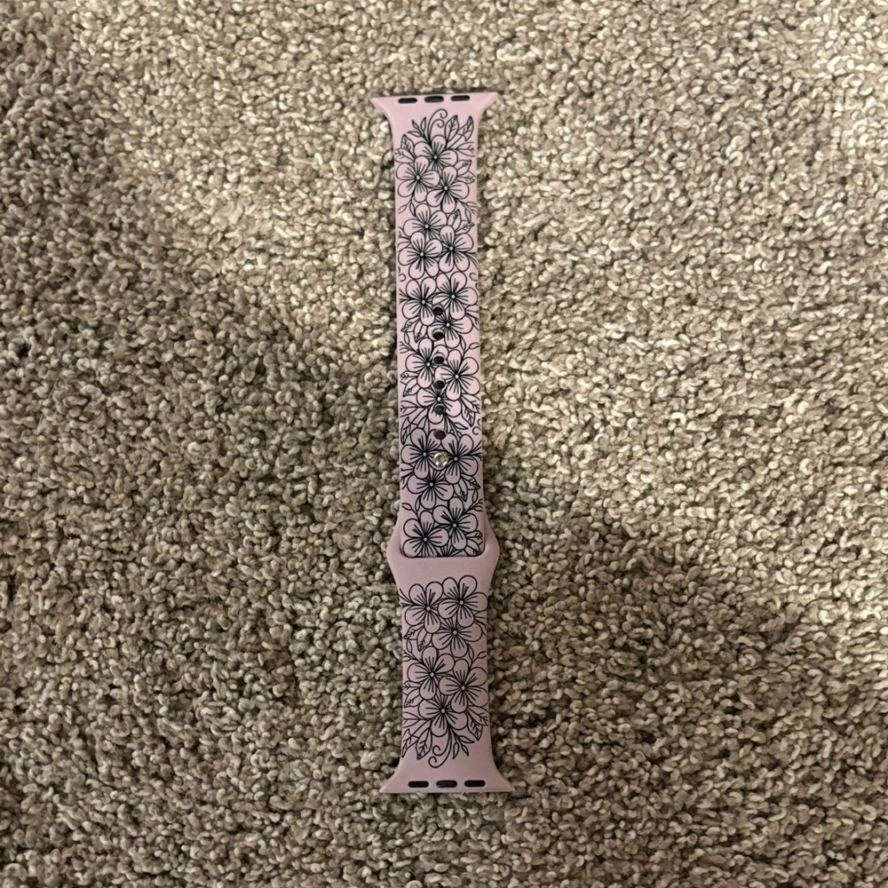 Pink Floral Silicone Wristband for Smartwatch - Decorative Strap